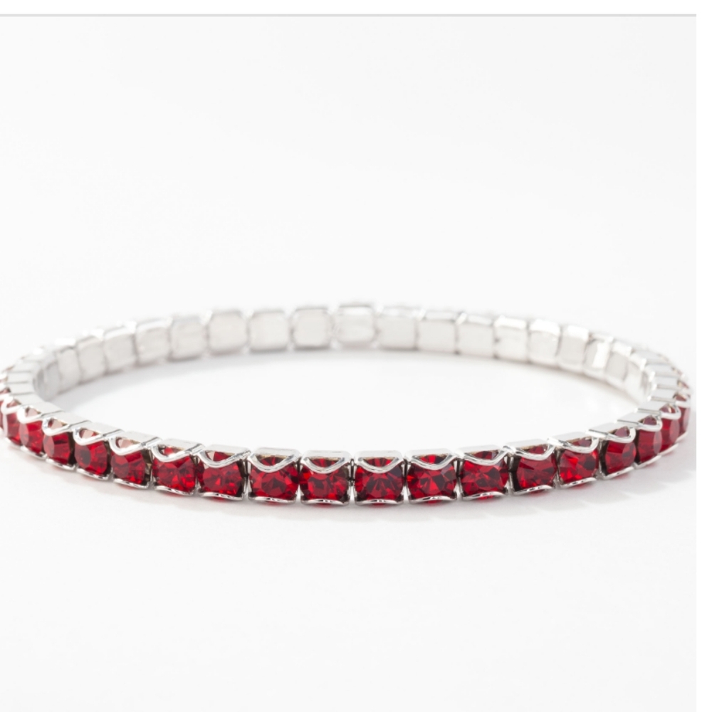 Touchstone Crystal Red January Birthstone stretch bracelet